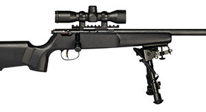 Savage Arms 13824 Rascal Target XP 22 LR Caliber with 1rd Capacity, 16.12" Barrel, Matte Blued Metal Finish & Matte Black Synthetic Stock Right Hand (Youth) Includes 4x32mm Scope & Bipod