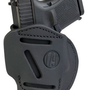 1791 Gunleather 4WH3SBLR 4-Way  IWB/OWB Size 03 Stealth Black Leather Belt Clip Compatible w/Glock 26/Ruger LC9/S&W M&P Shield/2.0 9/40 Right Hand