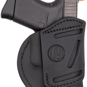 1791 Gunleather 4WH3SBLL 4-Way  IWB/OWB Size 03 Stealth Black Leather Belt Clip Compatible w/Glock 26/Ruger LC9/S&W M&P Shield/2.0 9/40 Left Hand