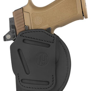 1791 Gunleather 4WH6SBLR 4-Way  IWB/OWB Size 06 Black Leather Belt Clip Compatible w/ Springfield XDM/Glock 20 Ambidextrous