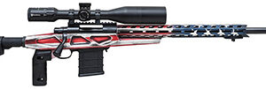 Howa HCRA72507USKMDT M1500 APC Chassis 6.5 Creedmoor 24" Blued Heavy Barrel 10+1 (3 Mags), American Flag Cerakote 6 Position Luth-AR MBA-4 w/Aluminum Chassis Stock, Includes Bipod and Grips