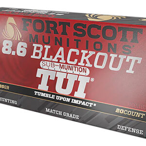 Fort Scott Munitions 86BLK285SCV2SS Tumble Upon Impact (TUI)  8.6 Blackout 285 gr Solid Copper Spun 20 Per Box/ 10 Case