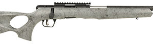 Savage Arms 70818 B Series TimberLite 17 HMR 10+1 18" Black Threaded Carbon Fiber/SS Barrel, Black Picatinny Rail Steel Receiver, Gray w/Black Webbing Synthetic Fixed Thumbhole Stock