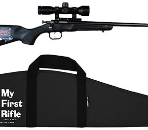 Crickett KSA2240BSC Youth Package 22 LR Caliber with 1rd Capacity, 16.12" Barrel, Blued Metal Finish & Black Synthetic Stock Right Hand (Youth) Includes Scope & Case