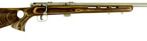 Savage Arms 25725 Mark II BTVS 22 LR Caliber with 5+1 Capacity, 21" Barrel, Satin Stainless Metal Finish, Fixed Thumbhole Natural Brown Laminate Stock & AccuTrigger Right Hand (Full Size)