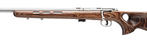 Savage Arms 25795 Mark II BTV 22 LR Caliber with 5+1 Capacity, 21" Barrel, Satin Stainless Metal Finish & Fixed Thumbhole Natural Brown Stock Left Hand (Full Size)