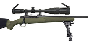 Mossberg 27924 Patriot Night Train 308 Win Caliber with 5+1 Capacity, 22" Threaded/Fluted Barrel, Matte Blued Metal Finish & OD Green Synthetic Stock Right Hand (Full Size) Includes 6-24x50mm Scope